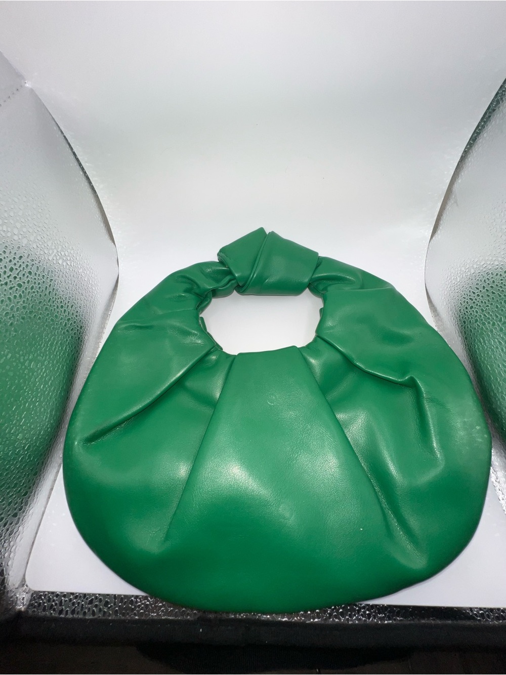 Vibrant Green Faux Leather Knot Bag